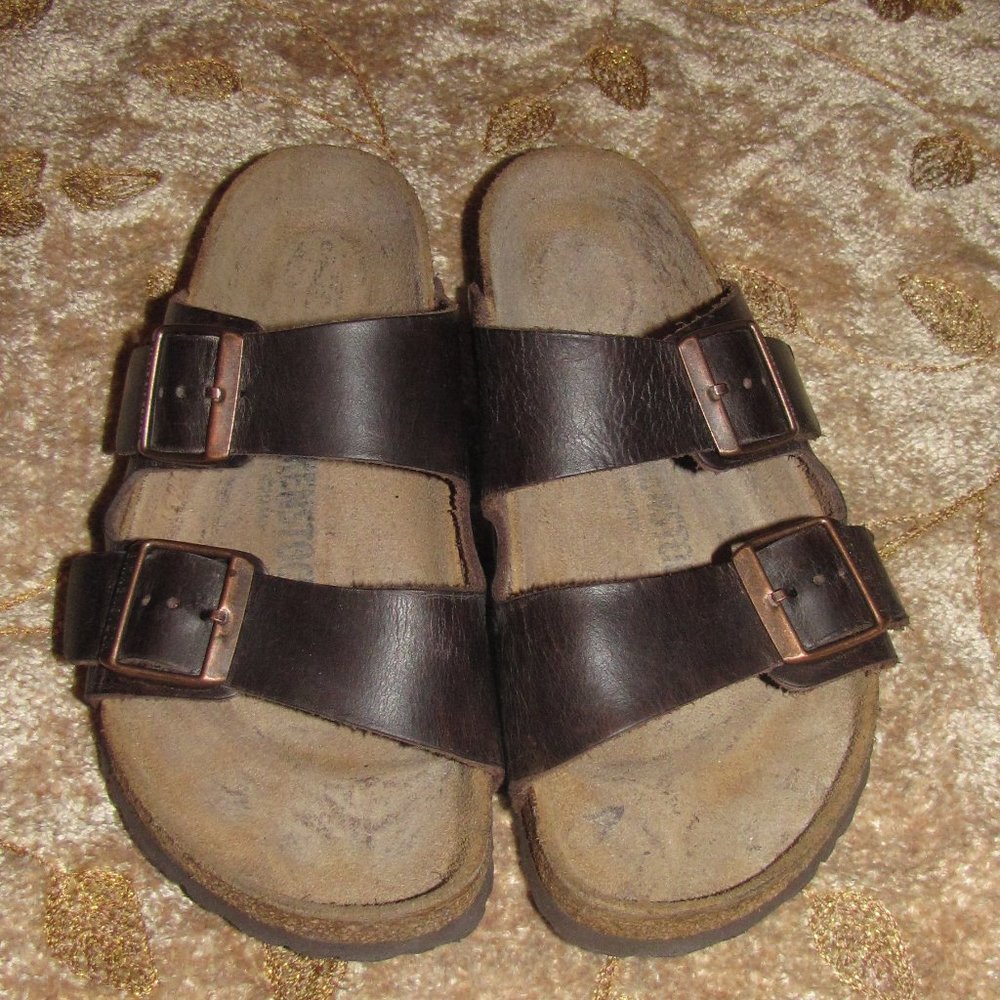 $130 Brown Oiled Leather Birkenstock Arizona Sz 37